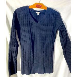 Talbots v-neck, cable sweater